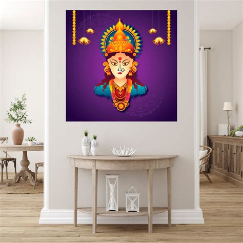 Durga Portraite Painting Self Adhesive Sticker Poster – Myindianthings