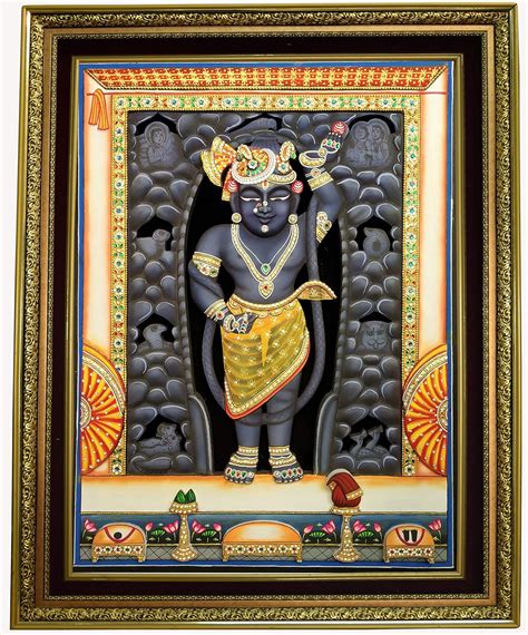 Mukund Arts Shreenathji Shrinathji Mangla Hand Wood Painting Gold Leaf ...