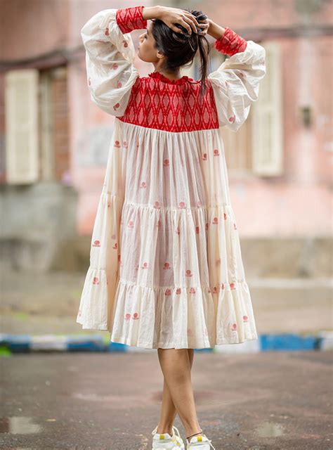 Debi - Jamdani Three Tier Flare Dress | Prathaa – Prathaa - weaving ...