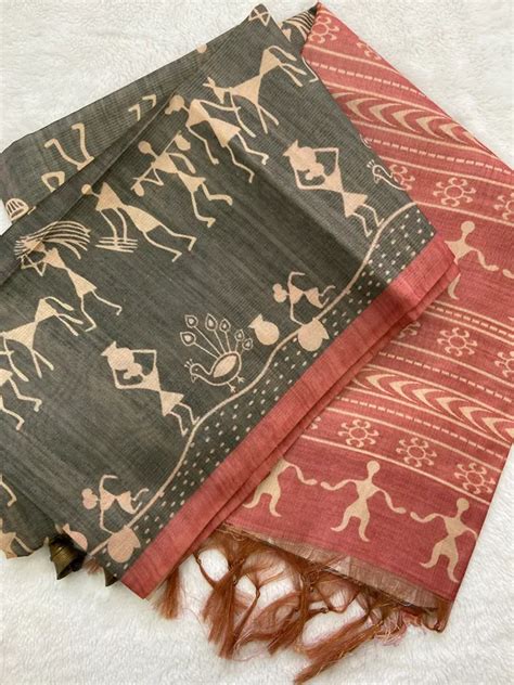 Maasari Soft Tussar Silk sarees with Beautiful Print With Attractive ...