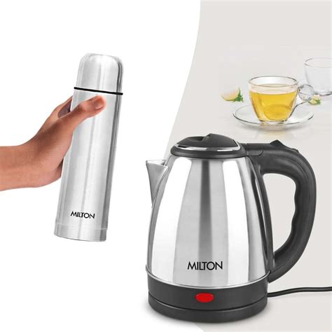 MILTON Combo Set Insta Electric Stainless Steel Kettle, 2 Litres ...