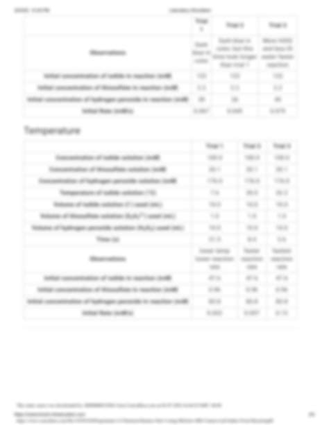 SOLUTION: Experiment 1 2 chemical kinetics part 2 using mcgraw hill ...