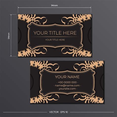 Vector template for print design of business cards of black color with ...