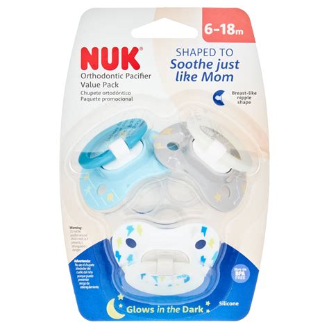 NUK Orthodontic Pacifiers, 6-18 Months, Neutral, Unisex, 3 Pack ...
