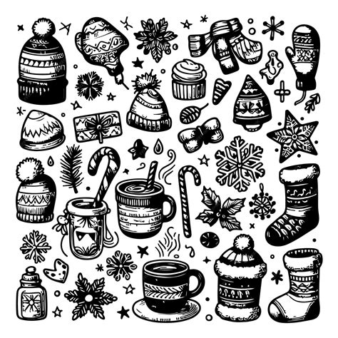 Premium Vector | Winter doodle Hand drawing styles winter items Vector illustration