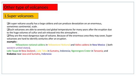 Characteristics of different volcanoes and their types | PPTX
