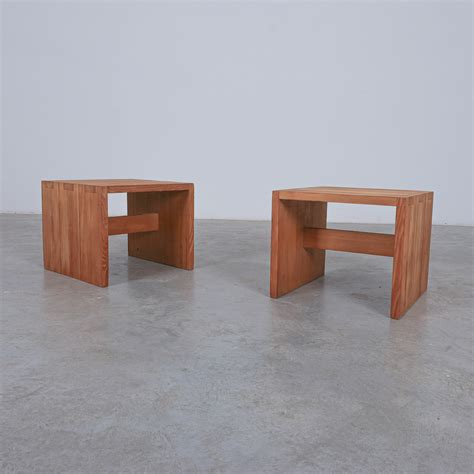 Charlotte Perriand (Style of) Pair of Pine Wood Side Tables, 1960 – DERIVE