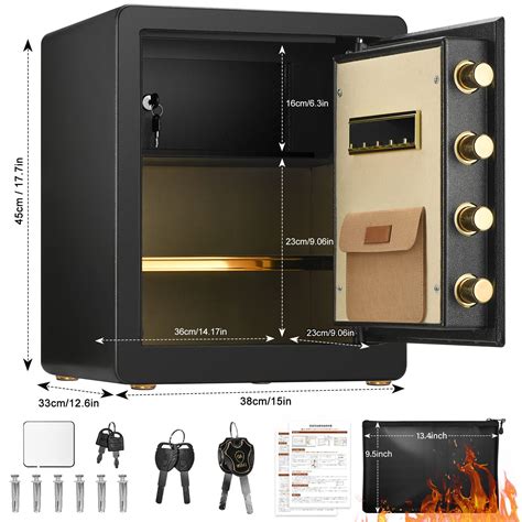 2.2 Cub Safe Box Fireproof Waterproof, Security Home Safe with ...