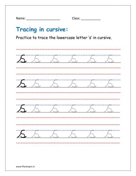 Cursive s writing hand writing practice | Planetspin.in