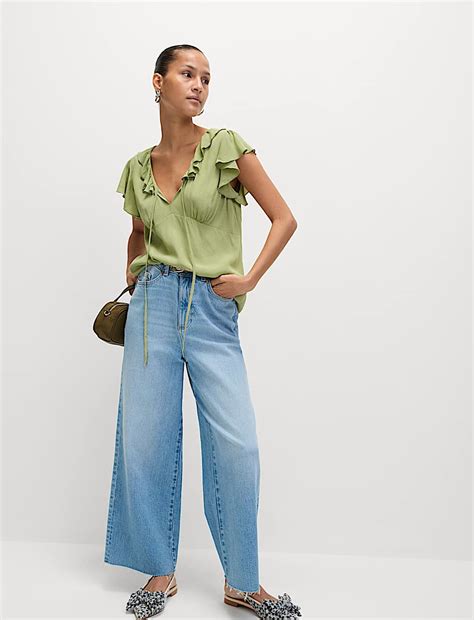 Buy V-Neck Frill Detail Top at Marks & Spencer