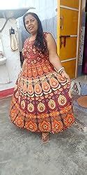 Buy Monique Traditional Rajasthani Printed Midi Maxi dress Orange at ...