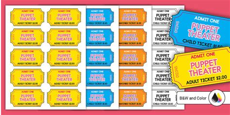 Puppet Theater Dramatic Play Tickets (teacher made) - Twinkl