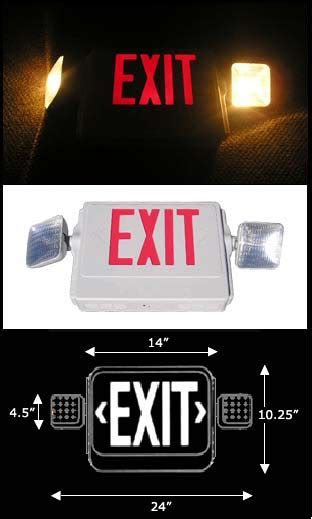 LED Emergency Exit Sign Exit Sign - Red Swivel Combo Unit
