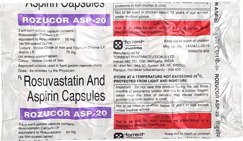 Rozucor Asp 20mg Strip Of 10 Capsules: Uses, Side Effects, Price ...