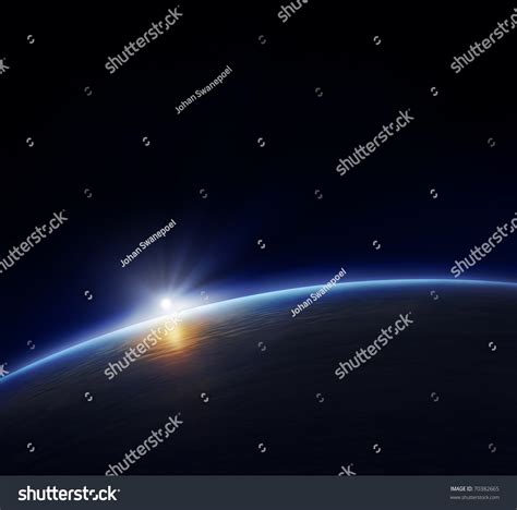 Planet Earth Rising Sun Space Stock Illustration 70382665
