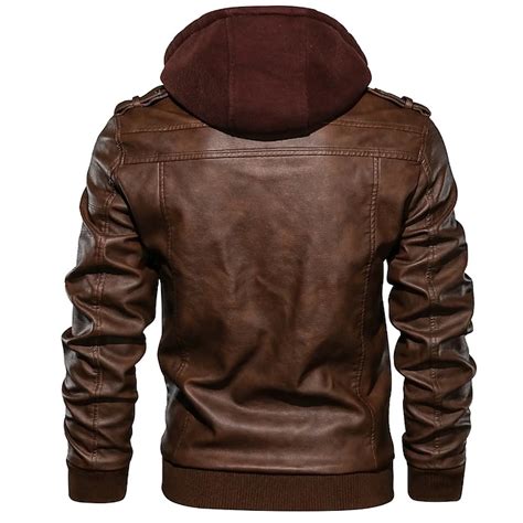 Men's Faux Leather Jacket Biker Jacket Motorcycle Jacket Outdoor Daily ...