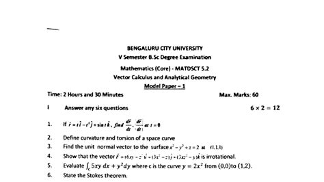 BENGALURU CITY UNIVERSITY V Semester B.Sc Mathematics MATDSCT 5.2 ...