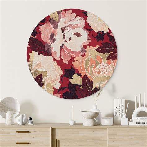 Alu-Dibond Wall Circle Peonies with large flowers - SpaceFrog Designs ...