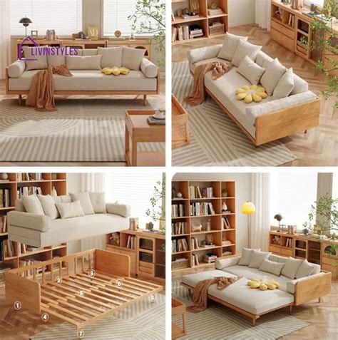 Damen Solid Wood Sofa Come Bed – LivIn Styles