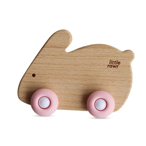 Little Rawr Wood Wheelie Animal- RABBIT Shape- Pink – Sohii India
