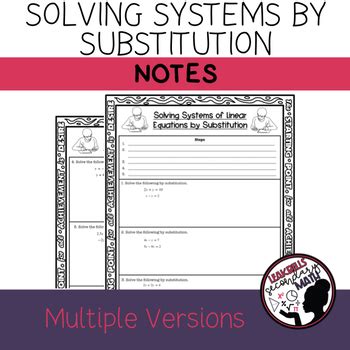 Image result for Solving Systems by Substitution Notes