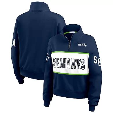 Women's WEAR by Erin Andrews College Navy Seattle Seahawks Quarter-Zip ...