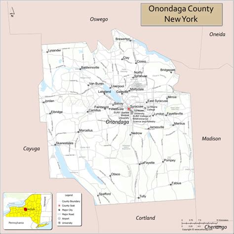 Map of Onondaga County, New York - Check Where is Located, Cities ...