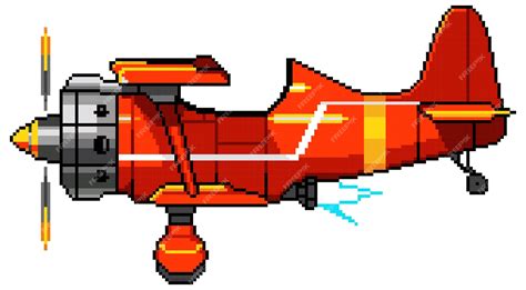 Pixel art biplane airplane for 8 bit game | Premium Vector