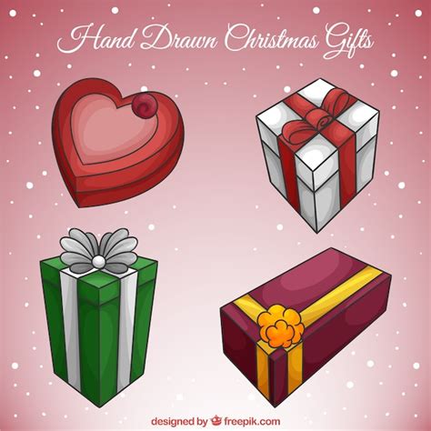Hand-drawn christmas gift boxes | Free Vector