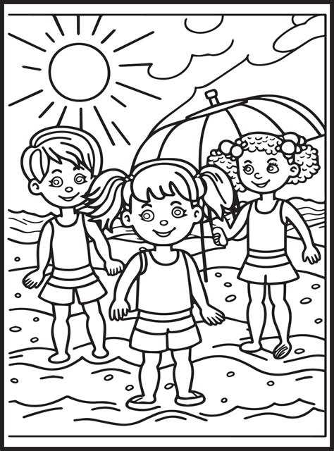 Summer Coloring Pages for kids 23156386 Vector Art at Vecteezy