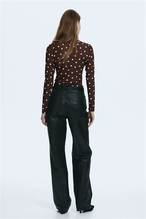 Women's Dark brown/Polka dot Draped jersey top | H&M IN