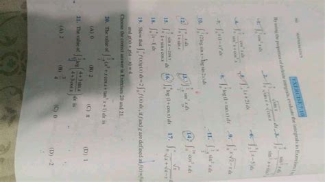 2 % MATILEMAHES By using the properties of definite integrals, cvalunc