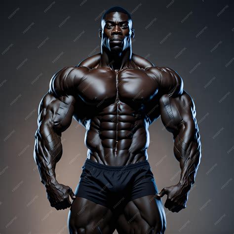 Premium Photo | A_muscular_black_man_heroic_figure_stands_tall