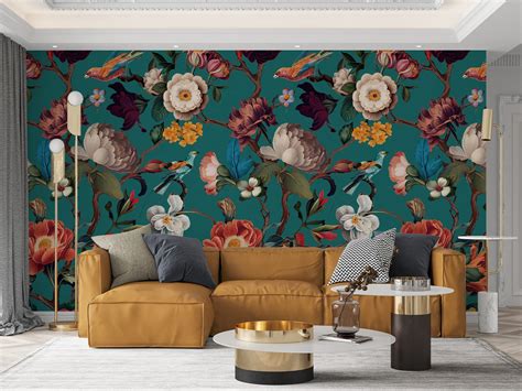 Floral Wall Mural Peel and Stick Wallpaper 148" W x 98" H Removable ...