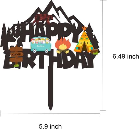 Jimhamhug Camping Happy Birthday Cake Topper, Happy Birthday India | Ubuy