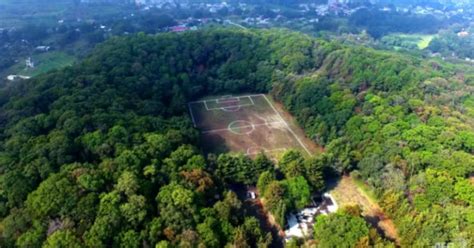 Football Pitch In Mexican Volcano Crater