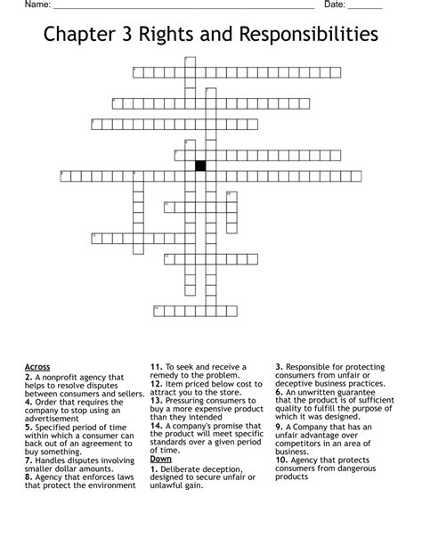Chapter 3 Rights and Responsibilities Crossword - WordMint