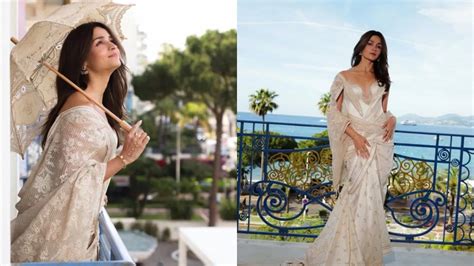Alia Bhatt’s Third Cannes 2026 Look In Ivory-Peach Saree Leaves Hearts ...