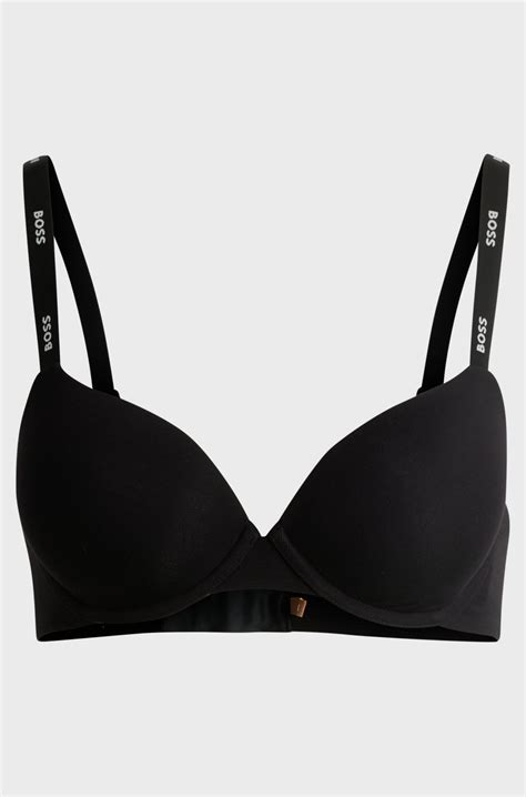 BOSS - Stretch-jersey underwire bra with logo straps - Black