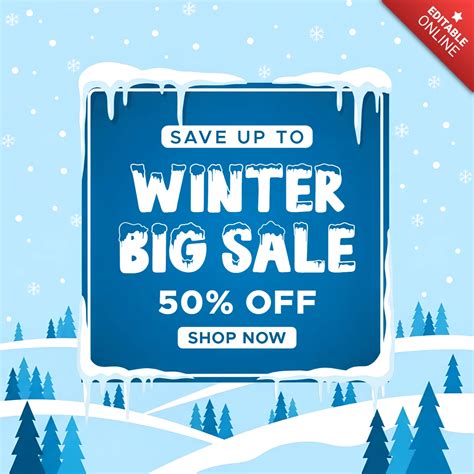 Winter Sale Promotional Template with Snowy Background and Bold ...