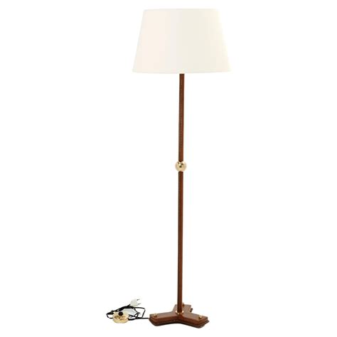 1950s Stitched Leather Floor Lamp by Jacques Adnet at 1stDibs