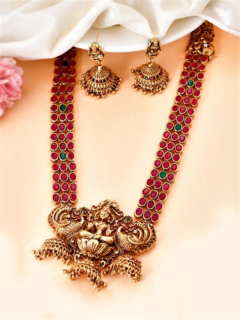 Buy South Indian Long Ranihar Bridal Temple Jewellery Sets for Women ...