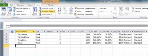 Image result for Microsoft Project Resource Pool