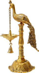 Fashion Art Metal Golden Peacock Chain Hanging Oil Lamp Elegant Diya ...