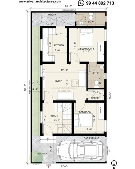 Floor Plan 25' x 50' - 2BHK