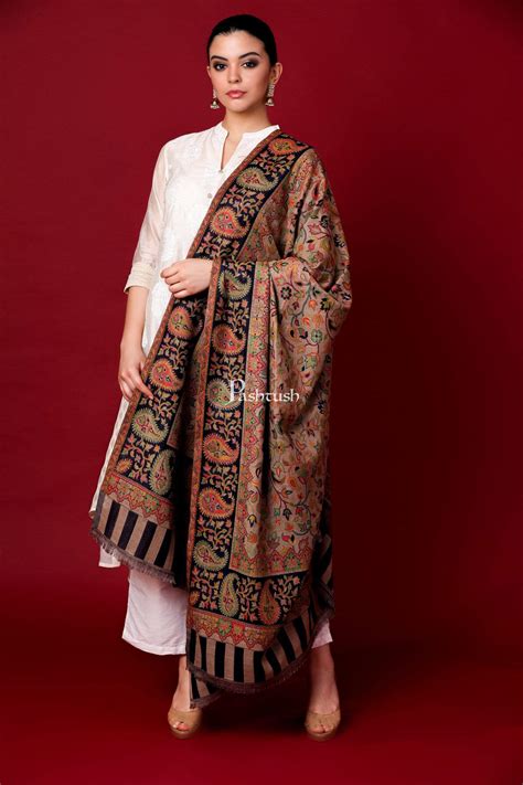 Pashtush Womens Ethnic Shawl, Faux Pashmina, Soft And Warm, Beige And ...