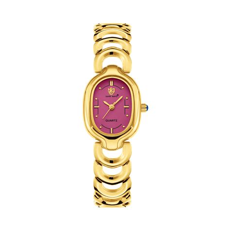 Sansi Mayo VETRA Dark Pink Dial Gold Stainless Steel Women’s Watch ...