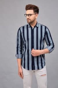 Le Mec Men Striped Casual Blue Shirt - Buy Le Mec Men Striped Casual ...