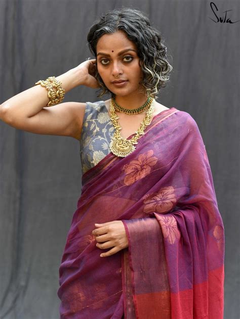 Silk Grey Sleeveless Blouse With V Neck|Chandra Kamal|Suta