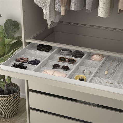 KOMPLEMENT pull-out tray with insert, grey-beige/light grey, 100x58 cm ...